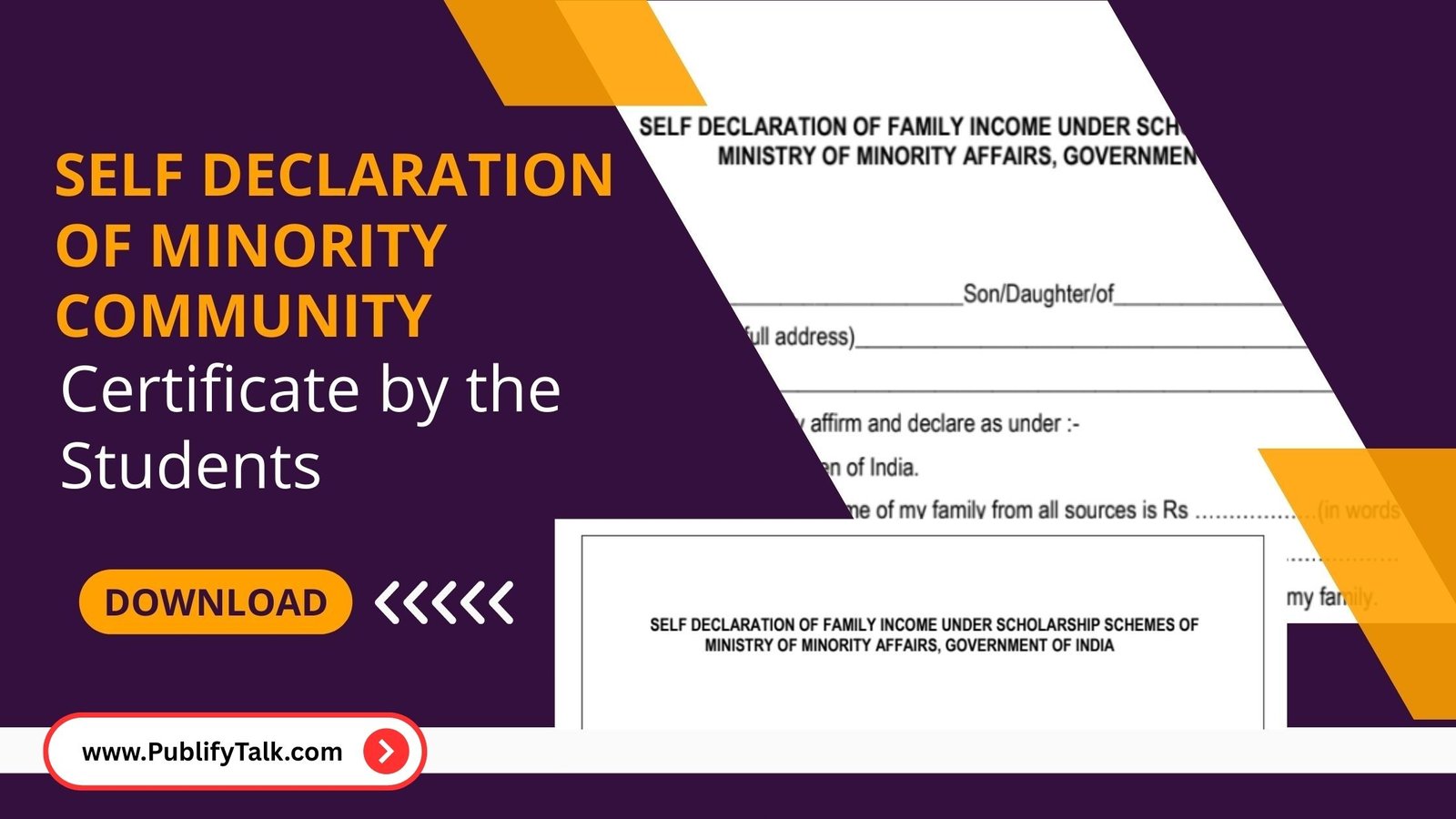 Self Declaration of Minority Community Certificate by the Students